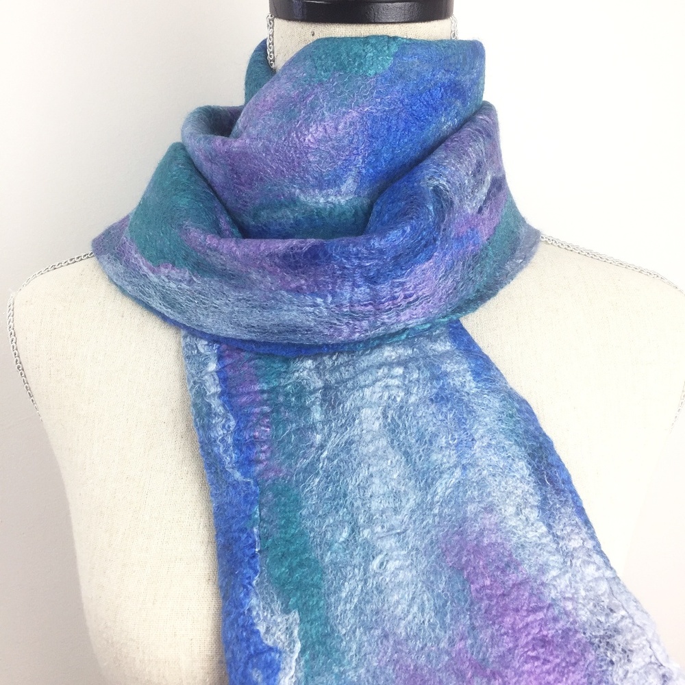 Felted Merino Wool and Silk Scarf ~ Handmade in NZ